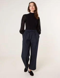 Semi-Sheer Mesh Panel Long Sleeve Jumper