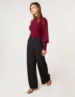 Semi-Sheer Mesh Panel Long Sleeve Jumper