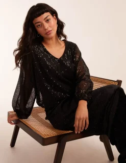 Sequin Batwing Blouse