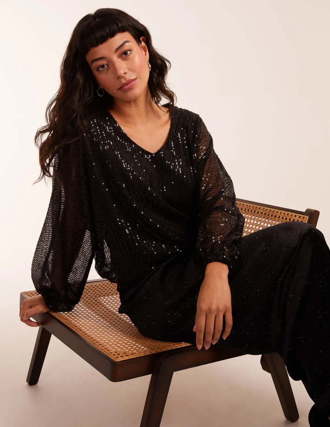 Sequin Batwing Blouse