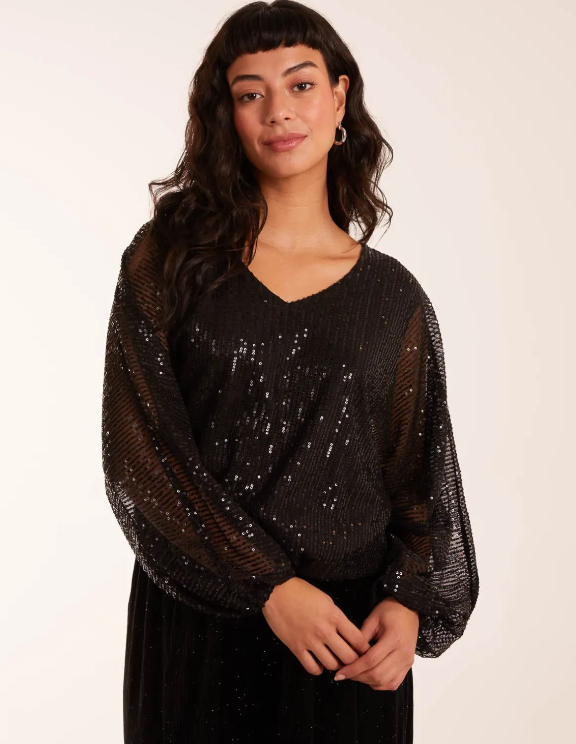 Sequin Batwing Blouse