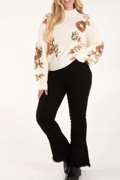 Sequin Flower Cropped Jumper