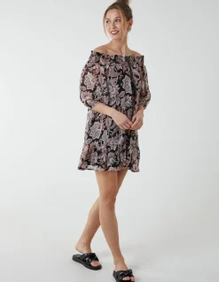Sheared Neck Bardot Dress