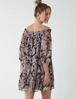 Sheared Neck Bardot Dress