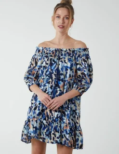 Sheared Neck Bardot Dress