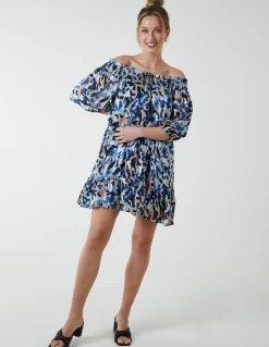 Sheared Neck Bardot Dress
