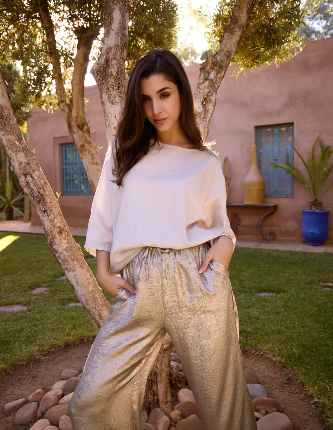 Shimmer Wide Leg Trousers