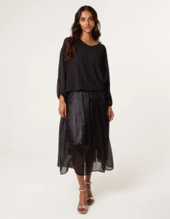 Shimmery Stud Detailed Tulle Skirt