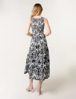 Shirred Sleeveless Midi Dress