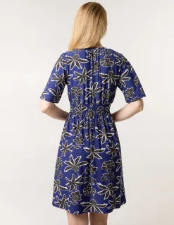 Shirred Waist Beaded V Neck Mini Dress