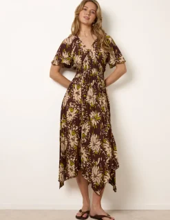 Shirred Waist Hanky Hem Dress