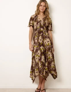 Shirred Waist Hanky Hem Dress