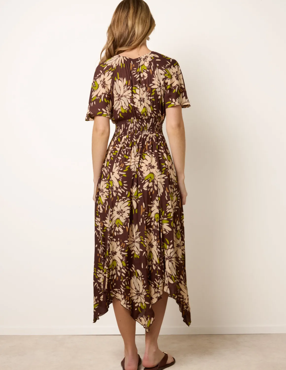 Shirred Waist Hanky Hem Dress