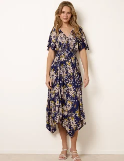 Shirred Waist Hanky Hem Dress