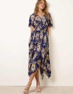 Shirred Waist Hanky Hem Dress