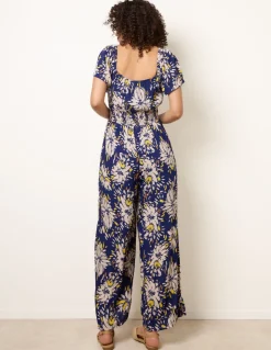 Shirred Waist Wide Leg Jumpsuit