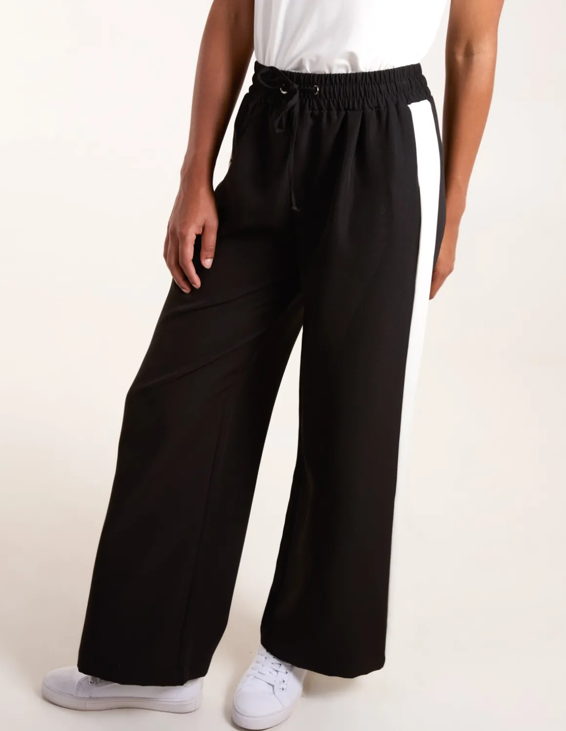 Side Stripe Elastic Waist Trousers
