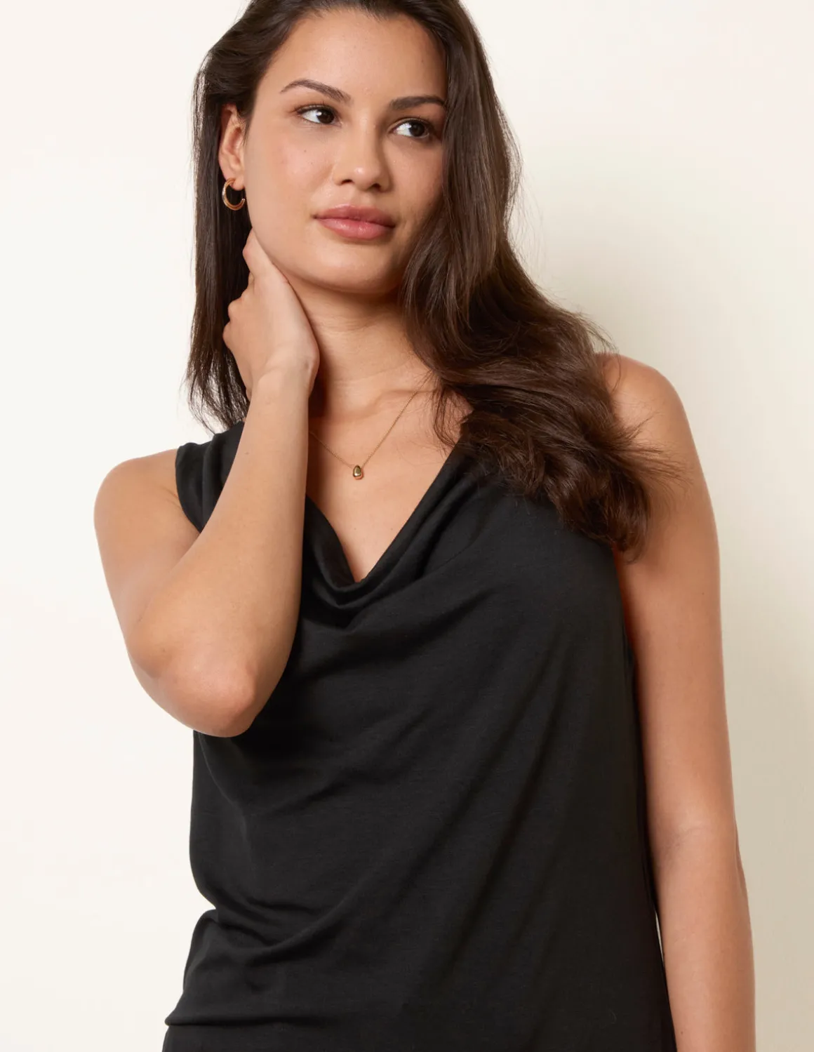 Sleeveless Cowl Neck Viscose Jersey Top