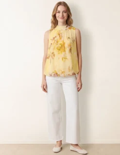 Sleeveless High Neck Puffball Blouse