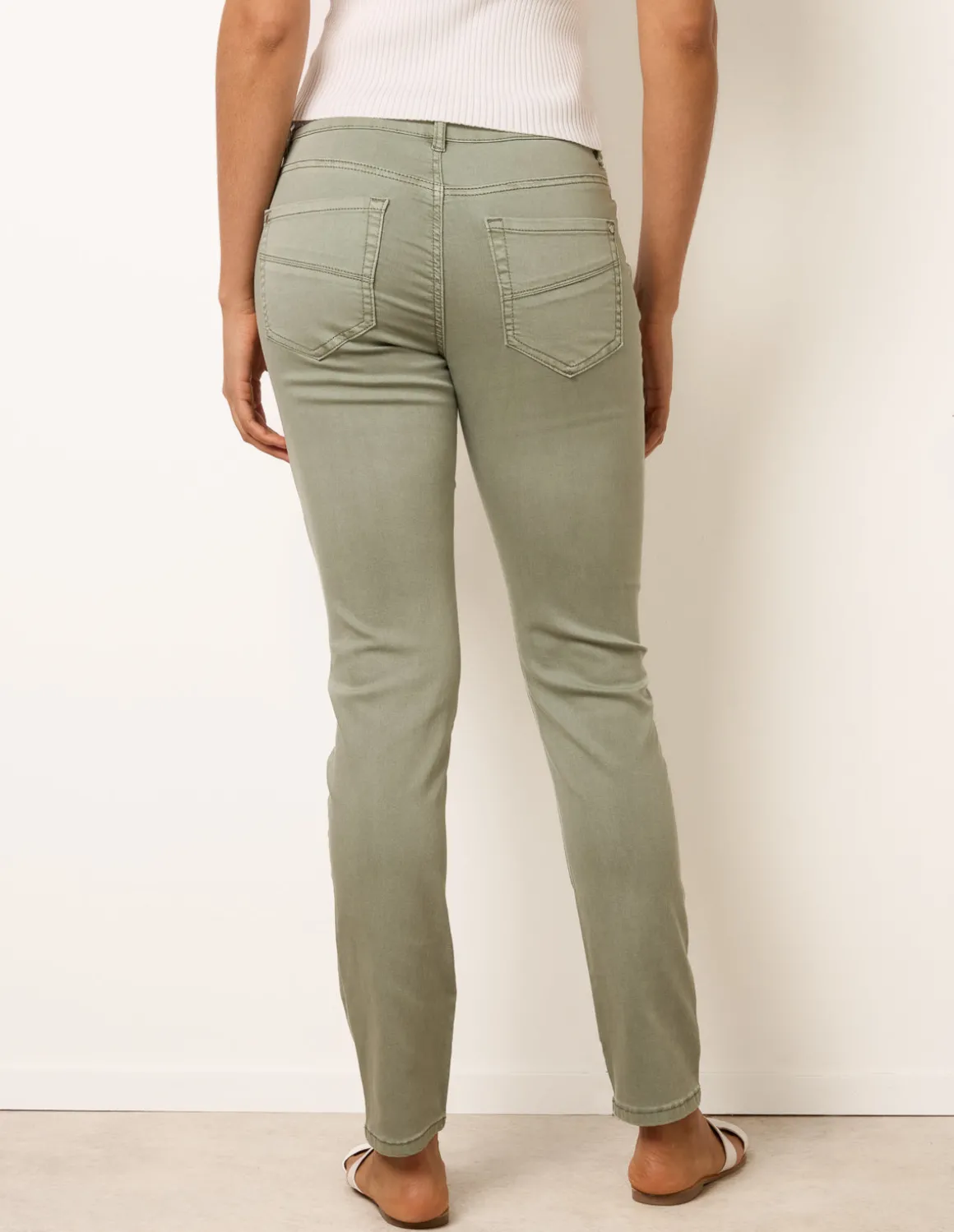 Slim Leg Stretch Denim Scarf Trousers