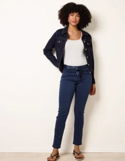 Slim Leg Stretch Denim Scarf Trousers