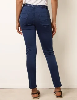 Slim Leg Stretch Denim Scarf Trousers