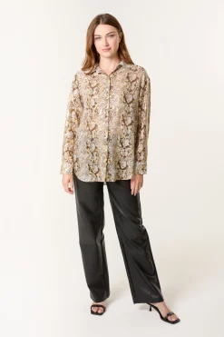 Snake Print Long Sleeve Shirt