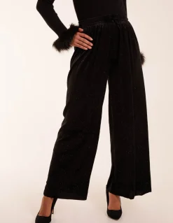 Sparkling Velour Wide Leg Trousers