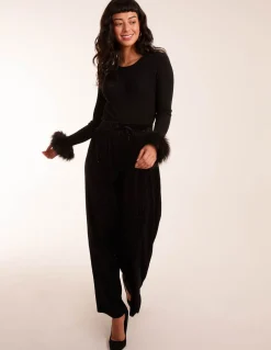 Sparkling Velour Wide Leg Trousers