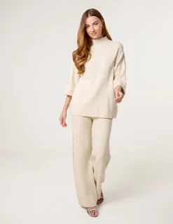 Square High Neck Rhinestone Jumper