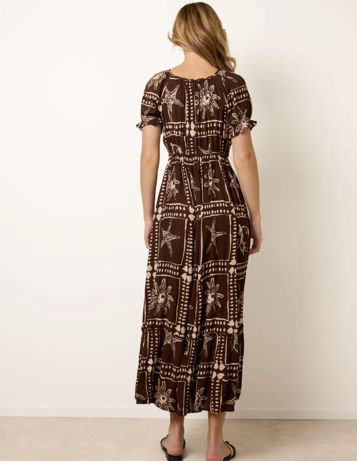 Starfish Print Tie Front Maxi Dress