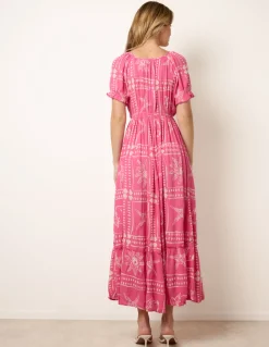Starfish Print Tie Front Maxi Dress