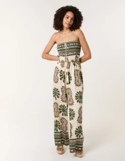 Strapless Elasticated Printed Jumpsuit