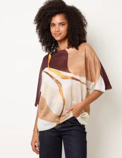 Striking Watercolour Fine Knit Abstract Top