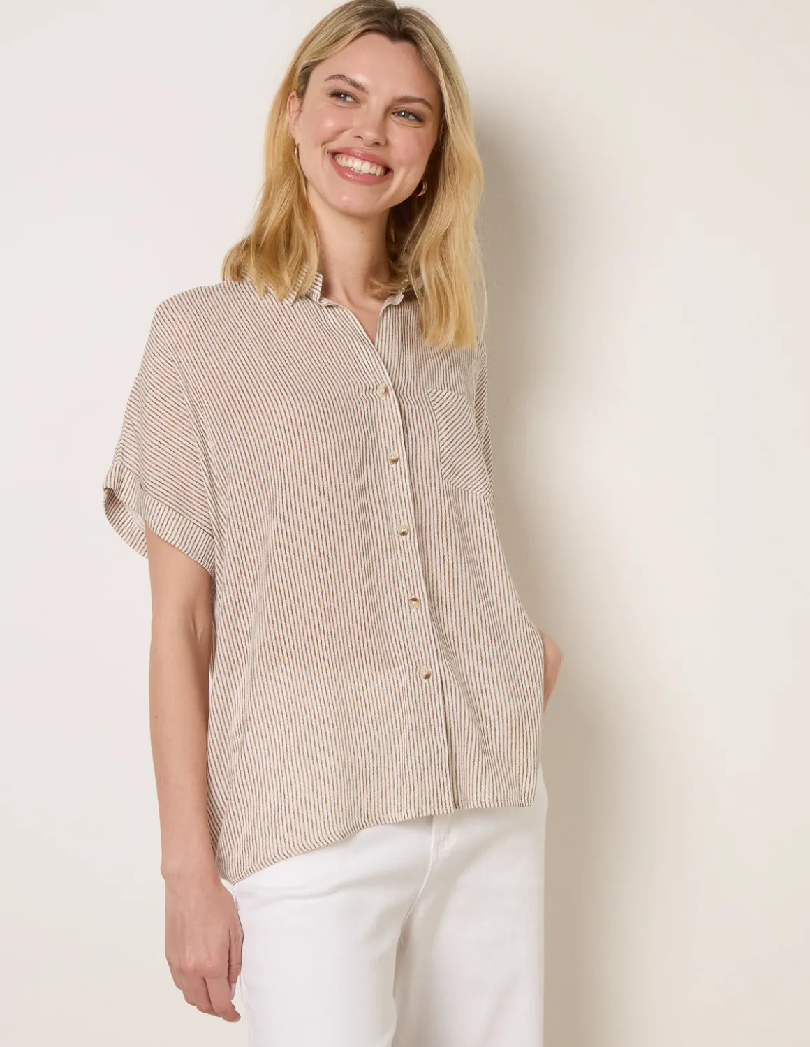 Stripe Button Front Shirt