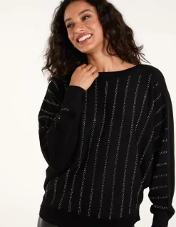 Striped Diamante Batwing Jumper