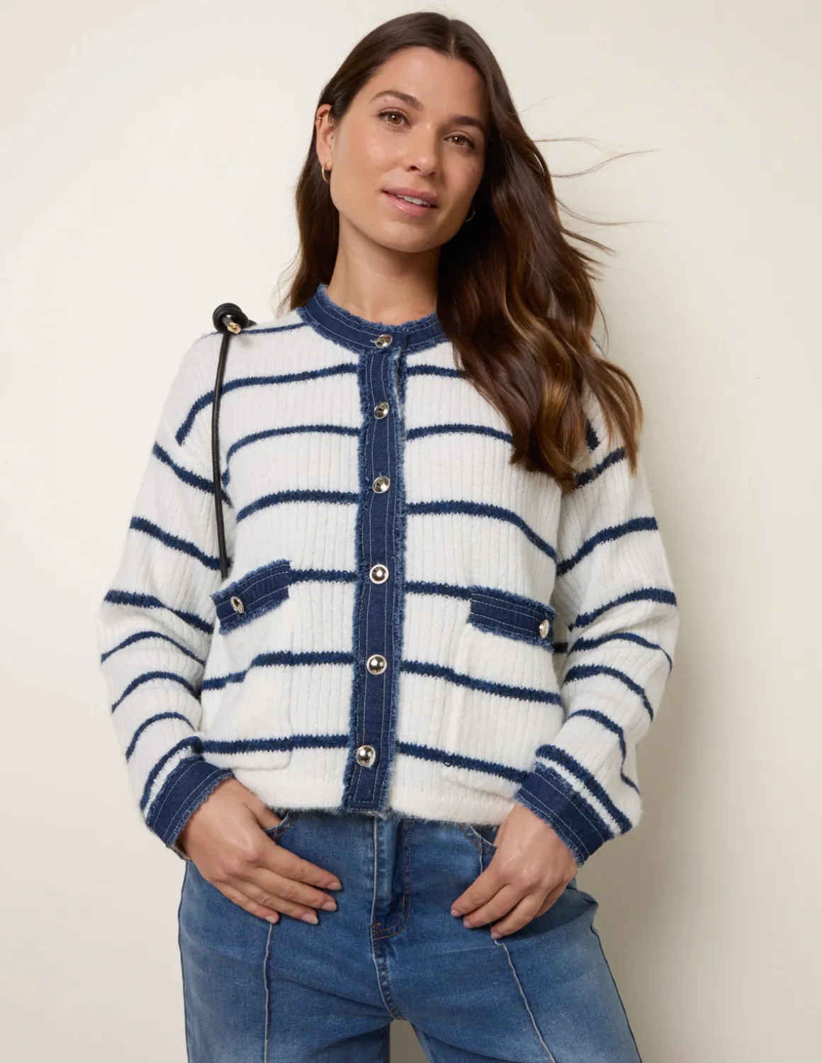 Stripe & Denim Cardigan