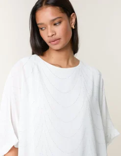 Studded Wave Chiffon Kaftan Top