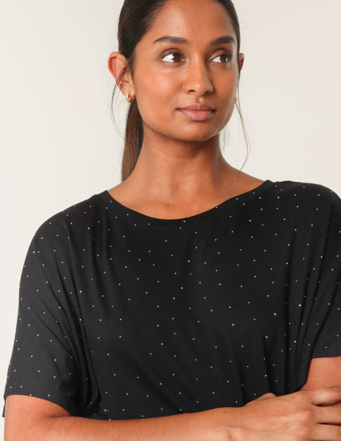 Stud Detail Round Neck T-shirt