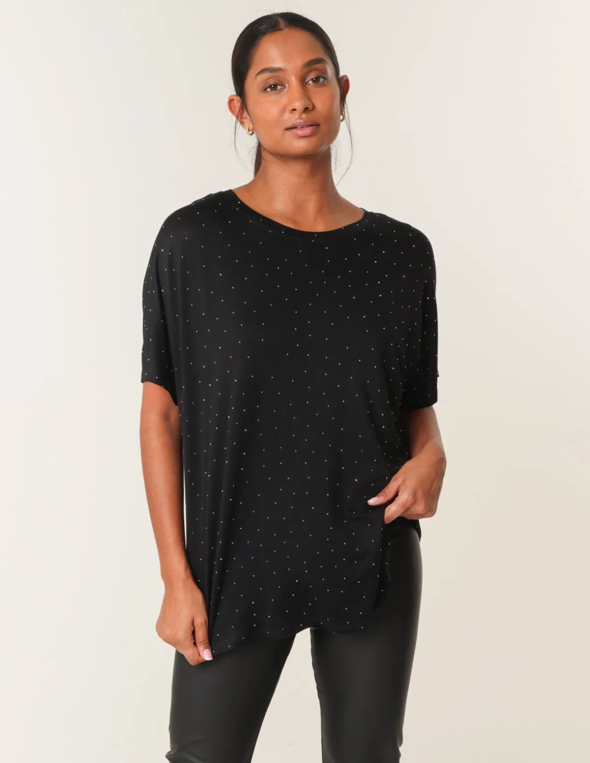 Stud Detail Round Neck T-shirt
