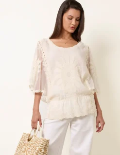Sun Flower Lace Sleeve Blouse
