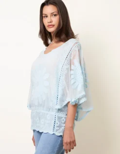 Sun Flower Lace Sleeve Blouse
