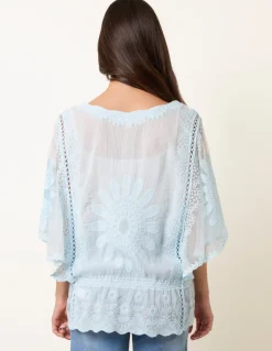 Sun Flower Lace Sleeve Blouse