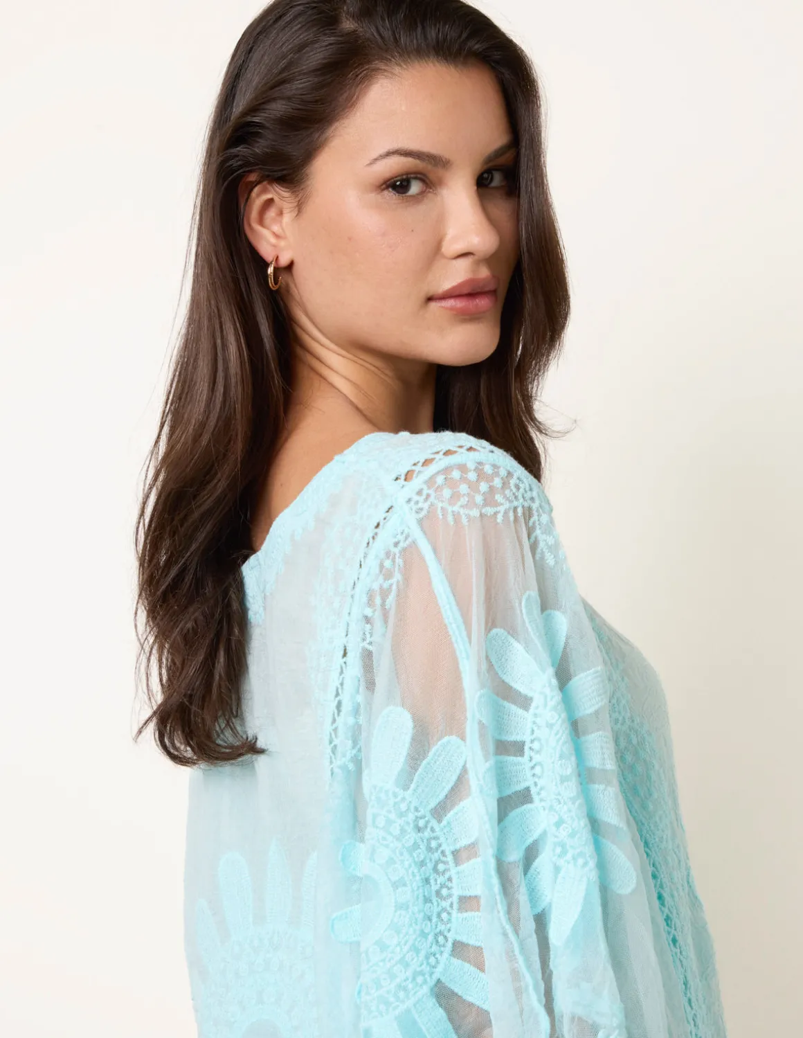Sun Flower Lace Sleeve Blouse