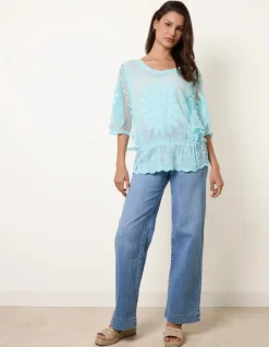 Sun Flower Lace Sleeve Blouse