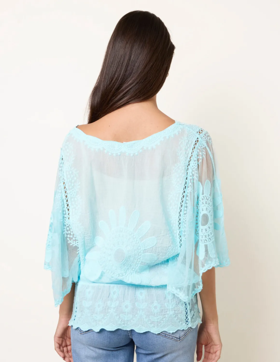 Sun Flower Lace Sleeve Blouse