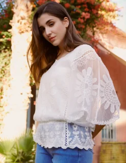 Sun Flower Lace Sleeve Blouse