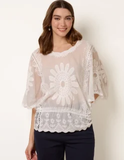 Sun Flower Lace Sleeve Blouse