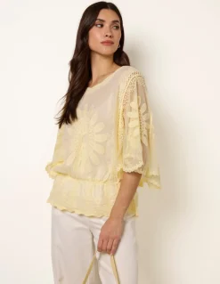 Sun Flower Lace Sleeve Blouse