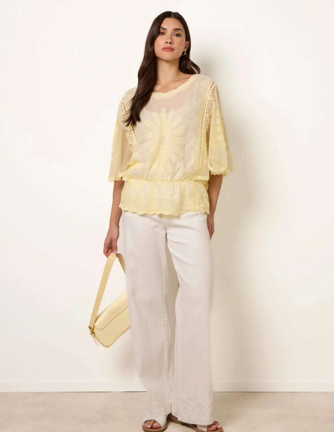 Sun Flower Lace Sleeve Blouse